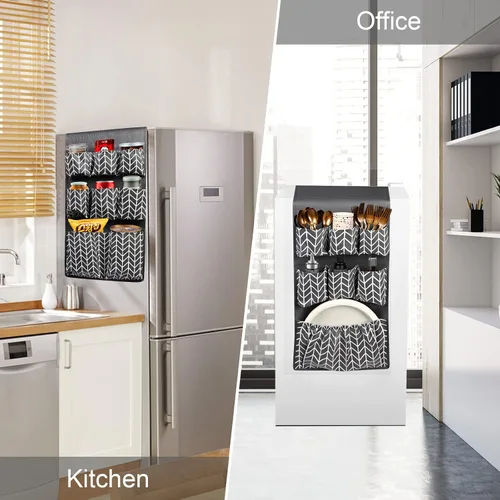 Miniatura 2 de Mini organizador de refrigerador de 65 x 12.6 pulgadas, mini organizador para refrigerador con 15 bolsillos grandes, almacenamiento sobre