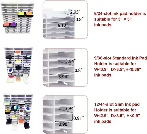 Miniatura 6 de Sanfurney Soporte de almacenamiento de 24 ranuras para almohadilla de tinta y almohadilla de sellos, estante organizador para almohadillas de tinta