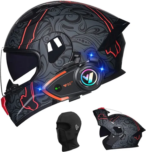 Miniatura 21 de Cascos de motocicleta para hombre, aprobado por DOT, casco de motocicleta de cara completa para adultos, casco de motocicleta con doble visera, D