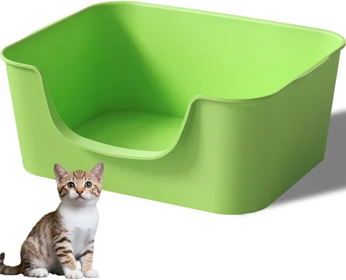 Miniatura 10 de Caja de arena para gatos de entrada baja con lados altos, sartén antisalpicaduras, duradera y fácil de limpiar para gatitos, gatos Munchkin, gatos