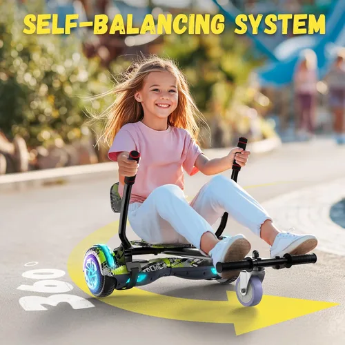 Miniatura 3 de FLYING-ANT Hoverboard de 6.5" de dos ruedas con asiento de autoequilibrio, scooter eléctrico con ruedas de luz LED Flash Primrose