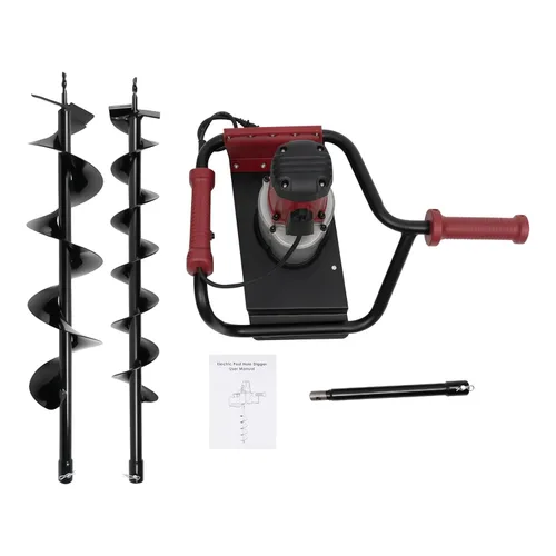 Miniatura 6 de 1500W 1.6HP Electric Post Hole Excavadora de extensión con brocas de 5.91 pulgadas y 3.94 pulgadas Excavadora eléctrica para plantar vallas