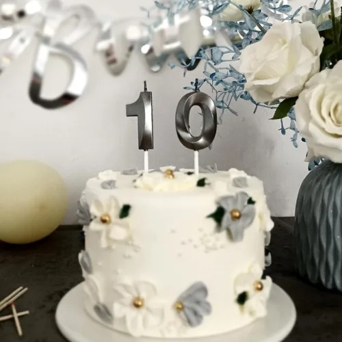 Miniatura 4 de Velas para pastel de 10 cumpleaños con números, vela feliz 10 cumpleaños diseñada en 3D, adorno para pastel de aniversario de boda (10, negro)