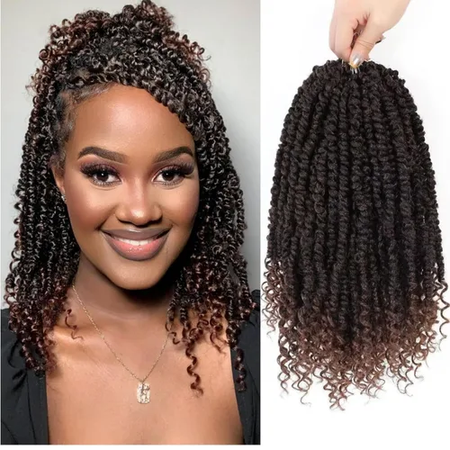 Miniatura 33 de Cabello de ganchillo Passion Twist, cabello Passion Twist pretrenzado, cabello Passion Twist de 10 pulgadas, trenzas de ganchillo cortas Passion