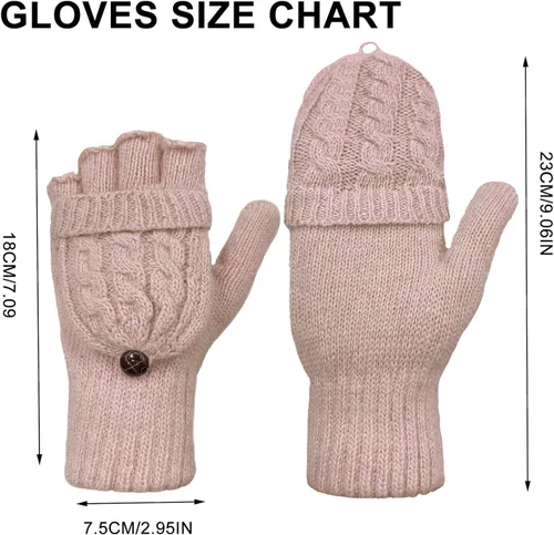 Miniatura 121 de Beurlike Guantes de invierno para mujer, de lana cálida, a prueba de viento, convertibles, sin dedos