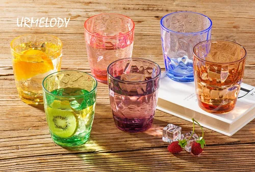 Miniatura 4 de Vasos festivos de acrílico de color para restaurante, resistentes a golpes, vasos para tomar jugo, vasos para vino irrompibles, vasos de plástico 6