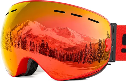 Miniatura 8 de SPOSUNE Gafas de esquí sobre lentes, gafas de nieve para hombres, mujeres, jóvenes, snowboard, esquí, gafas de nieve antivaho UV400 Sg-003-gris