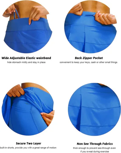 Miniatura 6 de MEIVSO Faldas de tenis plisadas de entrenamiento para mujer con bolsillos, ropa deportiva activa, falda pantalón deportiva con pantalones cortos