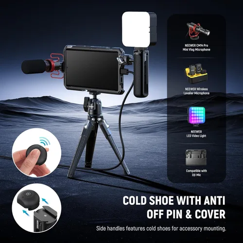 Miniatura 4 de NEEWER PA042 S24 Ultra Phone Cage Video Rig Estabilizador con PA045S Manija Lateral de Liberación Rápida, PA045E Manija de Obturador Bluetooth
