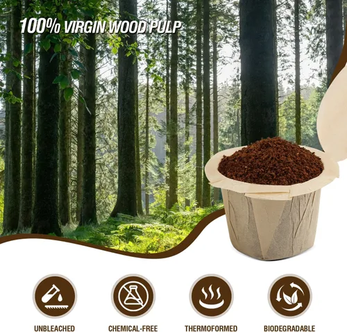 Miniatura 5 de Filtros desechables de taza K con tapa, papel de filtro de café para cerveceros de una sola porción 1.0 y 2.0, uso con cápsulas reutilizables K Cup
