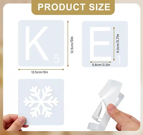 Miniatura 6 de ilauke - Cuadrados de madera de 5 pulgadas para manualidades, 36 unidades, cuadrados de madera en blanco de 0.118 pulgadas y 26 letras grandes