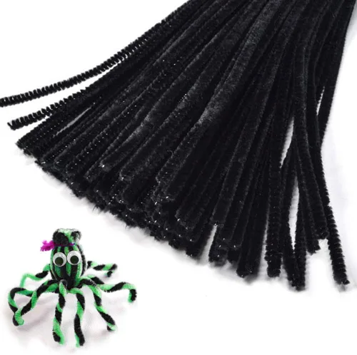 Miniatura 7 de 100 Piezas de Limpiador de Tuberías con Tallo de Chenilla, Limpiadores de Tubo Negros para el Cabello, Juego de Limpiadores de Tubo