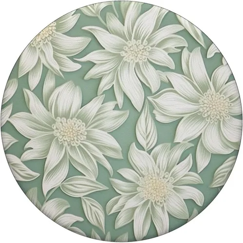 Miniatura 3 de Patrón de flores blancas Salvia Verde Floral PopSockets Standard PopGrip