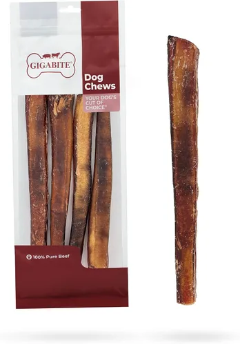 Miniatura 9 de GigaBite Bully Sticks - Golosinas masticables para perros totalmente naturales, sin olor y cuero crudo, masticables de larga duración con alto