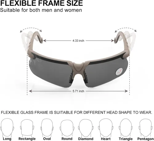 Miniatura 8 de Xaegistac Gafas de disparo con estuche Gafas de seguridad antivaho para cazadores para adultos Lente transparente-marco caqui