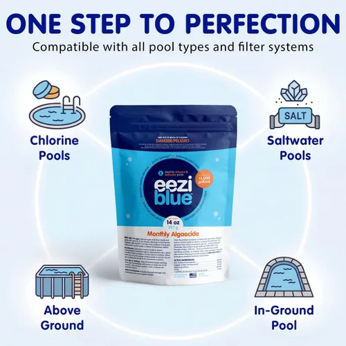 Miniatura 7 de Algicida mensual para piscina, algicida de piscina para piscina enterrada y piscina sobre el suelo, tratamiento mensual efectivo para prevenir