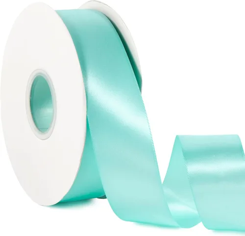 Miniatura 25 de Cinta de satén de color liso verde manzana de 1-1/2 pulgadas x 50 yardas, cinta de tela de poliéster de alta densidad de doble cara para envolver