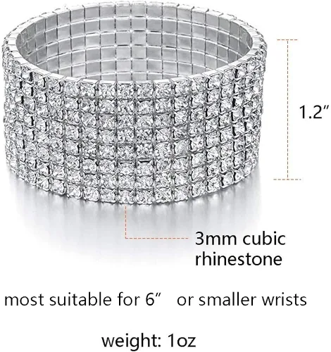 Miniatura 2 de Zealmer Pulseras elásticas apilables de diamantes de imitación multicolor brillantes para mujer Metal