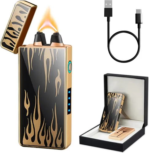 Miniatura 16 de Encendedor de arco resistente al viento, recargable por USB, plasma, sin llama con indicador de batería, ideal para velas, barbacoas y fuegos Flor