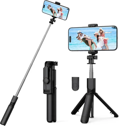 Trípode para selfie, trípode retráctil para selfie stick con control remoto inalámbrico, para fotografía, transmisión en vivo, grabación de video,