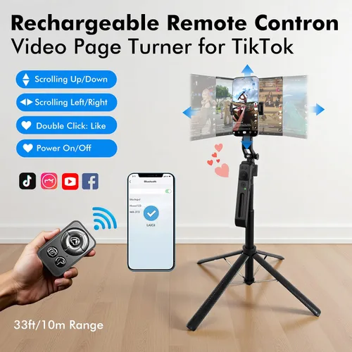 Miniatura 2 de Trípode para selfie stick de seguimiento automático con luz de llenado, rotación de 360 grados y control de gestos, trípode para selfie stick
