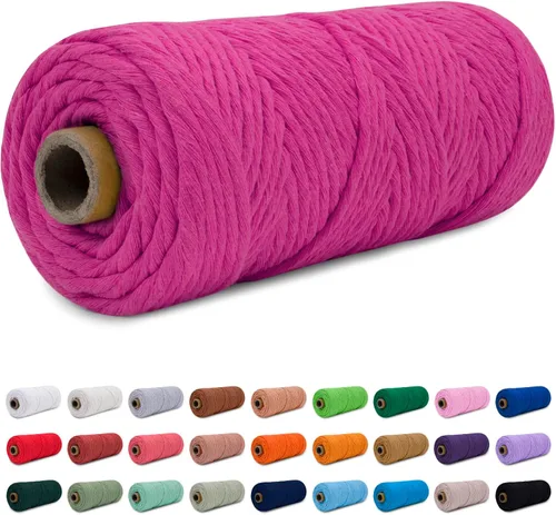 Miniatura 20 de CAMAL Cordón de macramé de 0.157 in x 109 yardas (328.1 ft), cuerda de algodón de color para tejer, manualidades, colgar en la pared, proyectos