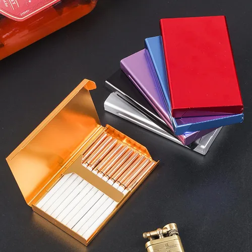Miniatura 7 de Caja de cigarrillos de metal, soporte para 20 cigarrillos de 3.701 in, cajas de cigarrillos vintage, caja de cigarrillos portátil, tamaño único