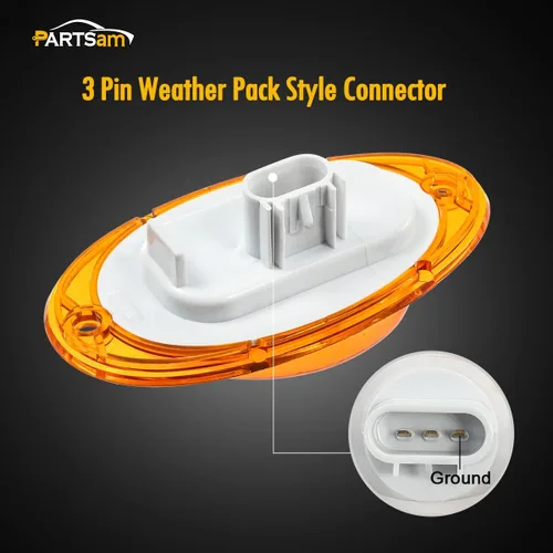 Miniatura 4 de Partsam Para Freightliner Cascadia - Luces LED de señal de giro LED ámbar 5-2835-SMD, reemplazo sellado para Freightliner LED lateral de cabina