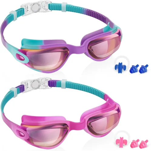 Miniatura 24 de Aegend - Gafas de natación de 2 unidades, gafas de natación para niños, niños y niñas de 3 a 14 años Azul y verde claro