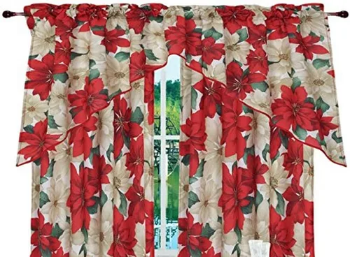 Miniatura 6 de Violet Linen Juego de cortinas de cocina de 3 piezas con estampado botánico botánico de Navidad