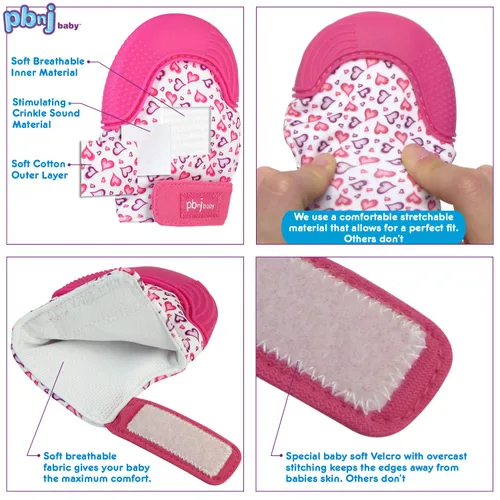 Miniatura 3 de PBnJ Baby, Guante mordedor de silicona, juguetes para bebés de 0 a 6 meses, guantes para bebés que se utilizan como chupete de dentición, juguetes