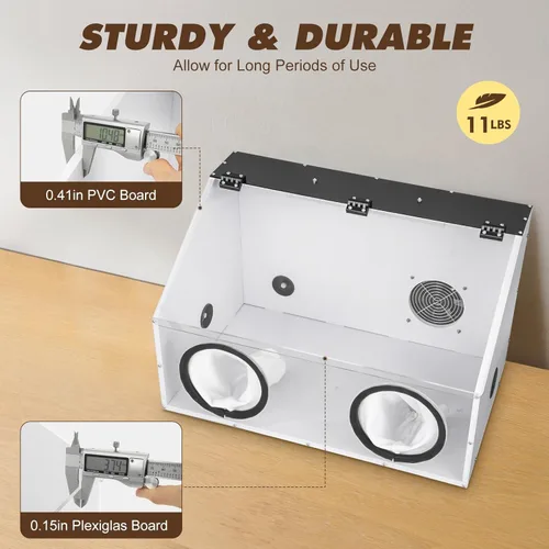 Miniatura 3 de 2 agujeros totalmente cerrados mesa de molienda eléctrica pulidora caja de polvo cubierta de acrílico caja de polvo con luz LED y ventilador