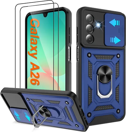 Miniatura 10 de ATUMP Funda para T-Mobile Revvl V Plus 5G con protector de pantalla HD con cubierta de cámara deslizante, soporte de anillo de rotación de 360° Negro