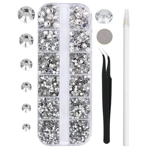 Miniatura 11 de 3820 diamantes de imitación de parte trasera plana aguamarina para deslumbrar, kit de diamantes de imitación pequeños de 0.079 a 0.236 pulgadas