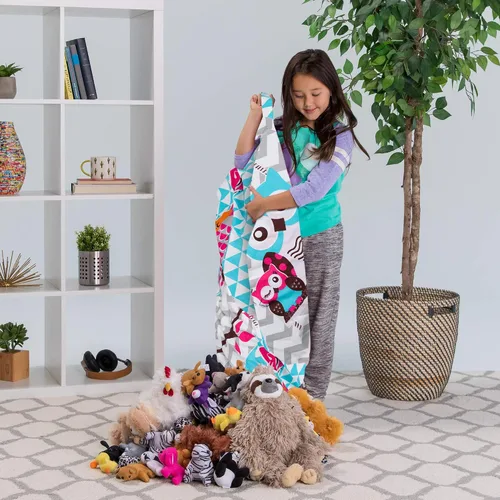 Miniatura 4 de Posh Funda de Silla Puf Rellenable para Almacenamiento de Animales de Peluche para Niños - Organizador de Juguetes Infantiles, Grande-38 - Lona