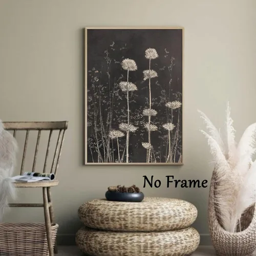 Miniatura 5 de Lienzo de diente de león en blanco y negro, diseño vintage de diente de león, póster de plantas en blanco y negro, pintura de lienzo de flores