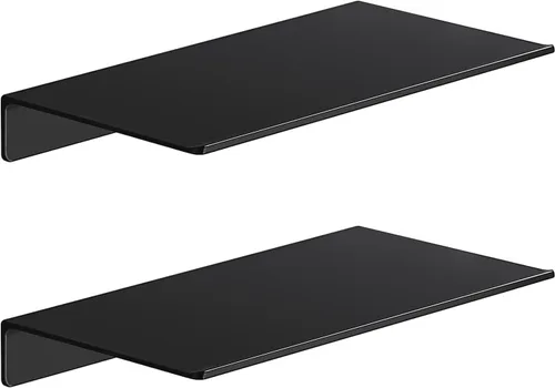 Miniatura 32 de Danpoo Pequeño estante flotante para almacenamiento en la pared, mini estante de exhibición para coleccionables, estante de pared de metal para Negro