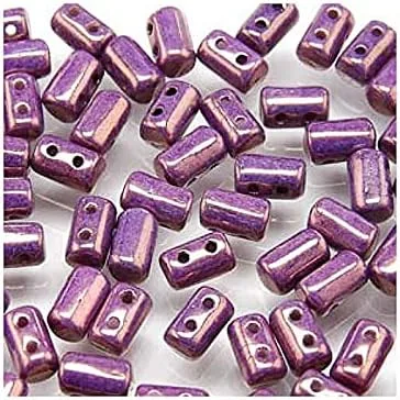 Miniatura 7 de Cilindro de cuentas de vidrio prensado Matubo Rulla de 0.35 oz con dos agujeros, 0.118 x 0.197 in, color plateado Tweedy Tweedy Silver