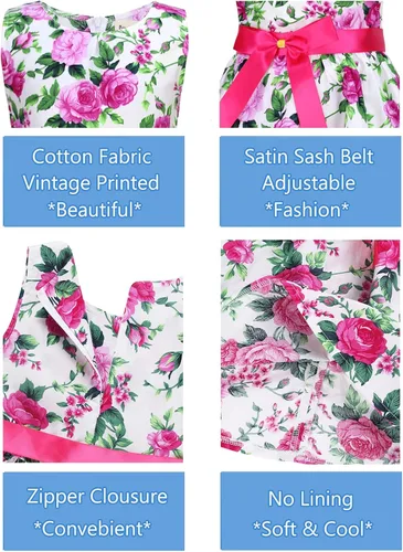 Miniatura 71 de Vestido de verano para niña, de algodón, con diseño floral