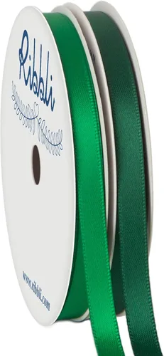 Ribbli 2 rollos de cinta de manualidades satinado esmeralda y verde bosque, total 20 yardas, (esmeralda 1/4 pulgadas x 10 yardas, verde bosque de