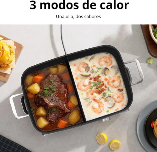 Miniatura 4 de Olla de cocción lenta de 10 cuartos (2 x 5 cuartos de galón) revestimiento de cerámica sin PFOA Temperatura ajustable apta para horno a 450 °F