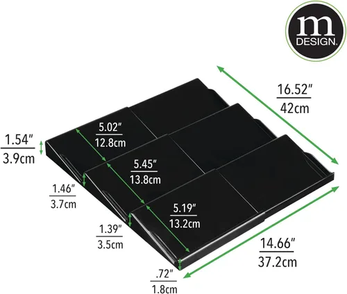 mDesign - Estante de especias de plástico ajustable y expandible, organizador de cajón para gabinetes de cocina, 3 niveles inclinados para ajo, sal,