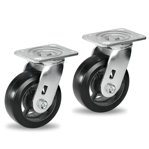 Miniatura 42 de Ruedas industriales de 5 x 2 pulgadas, rueda de goma en hierro fundido, juego de 4 ruedas resistentes con capacidad de hasta 1800 libras