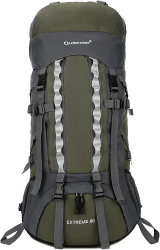 Miniatura 4 de Mochilas de marco interno 80L con cubierta de lluvia Mochila de senderismo al aire libre Bolsa de trekking impermeable, Verde militar, Mochila