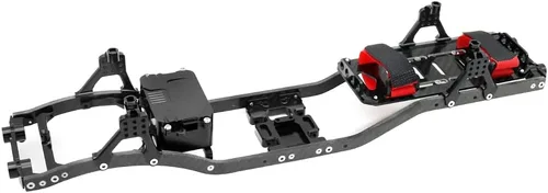 Miniatura 2 de 1/10 RC Crawler Viga de fibra de carbono 4MM CNC Metal chasis de coche Kit de cuerpo piezas para Axial SCX10 II Rock Off Road Truck (negro)