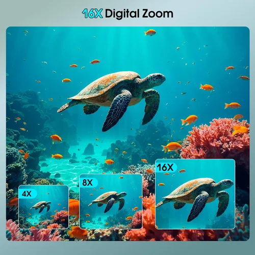 Miniatura 3 de Cámara subacuática 4K, cámara digital impermeable de 64 MP y 16 pies con tarjeta de 16 GB, cámara impermeable flotante