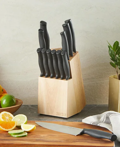 Miniatura 2 de Chicago Cutlery Belmont - Juego de cuchillos de cocina (13 piezas) con cuchillos de carne y bloque de madera, asas ergonómicas de polímero y juego