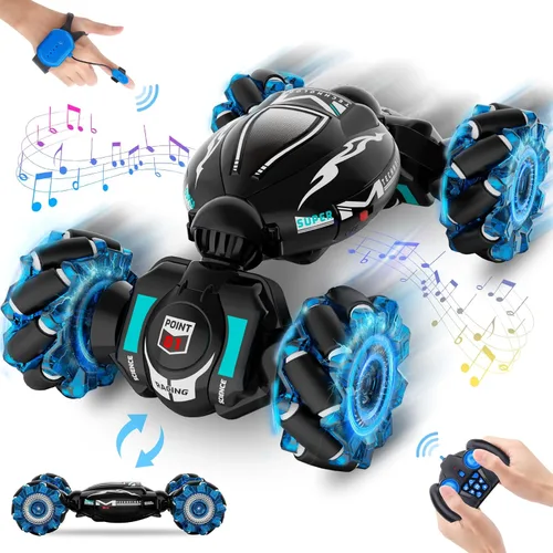 Miniatura 11 de Fosgoit Coche RC con Sensor Gestual, RC de Acrobacias con Sensor Gestual de 2.4GHz 4WD para Niños de 6-12 Años, Control Remoto Manual Drift Twist