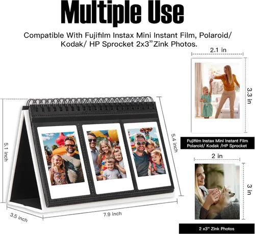 Miniatura 2 de Mini álbum de fotos para cámara Fujifilm Instax Mini, álbum de fotos de 96 bolsillos para Polaroid, álbum de pantalla de escritorio de cuero