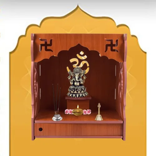 Miniatura 2 de Amaze International Hecho a mano Hermoso MDF Madera Hogar & Oficina Templo con LED Templo de Dios Templo de Color Rojo Mandir